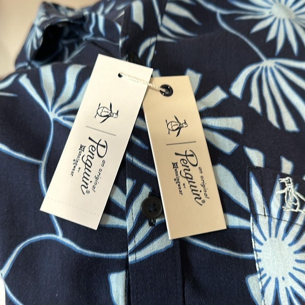 NWT Original Penguin by Munsingwear Large Men's Button Down Shirt Beach NEW L - Picture 10 of 11